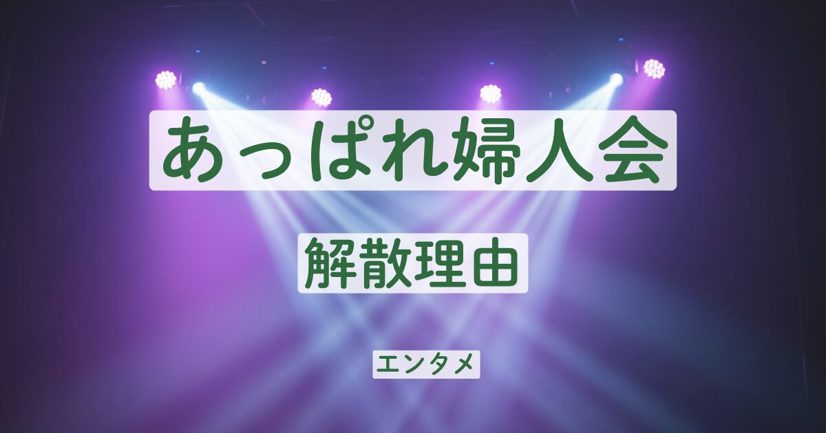 あっぱれ婦人会　解散理由　とんでもあや　なぜ　現在　活動